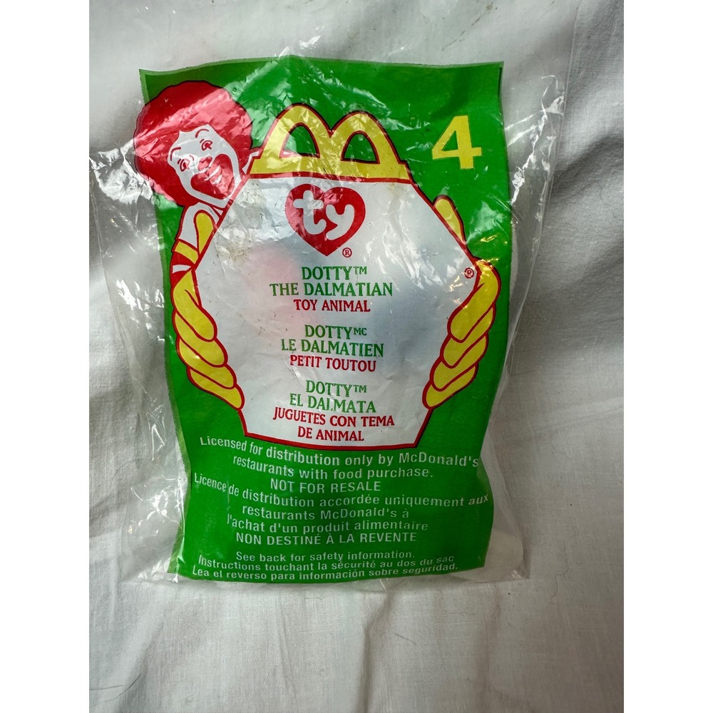 TY Teenie Beanie Baby Dotty the Dalmatian McDonald's Happy Meal Toy 4 New